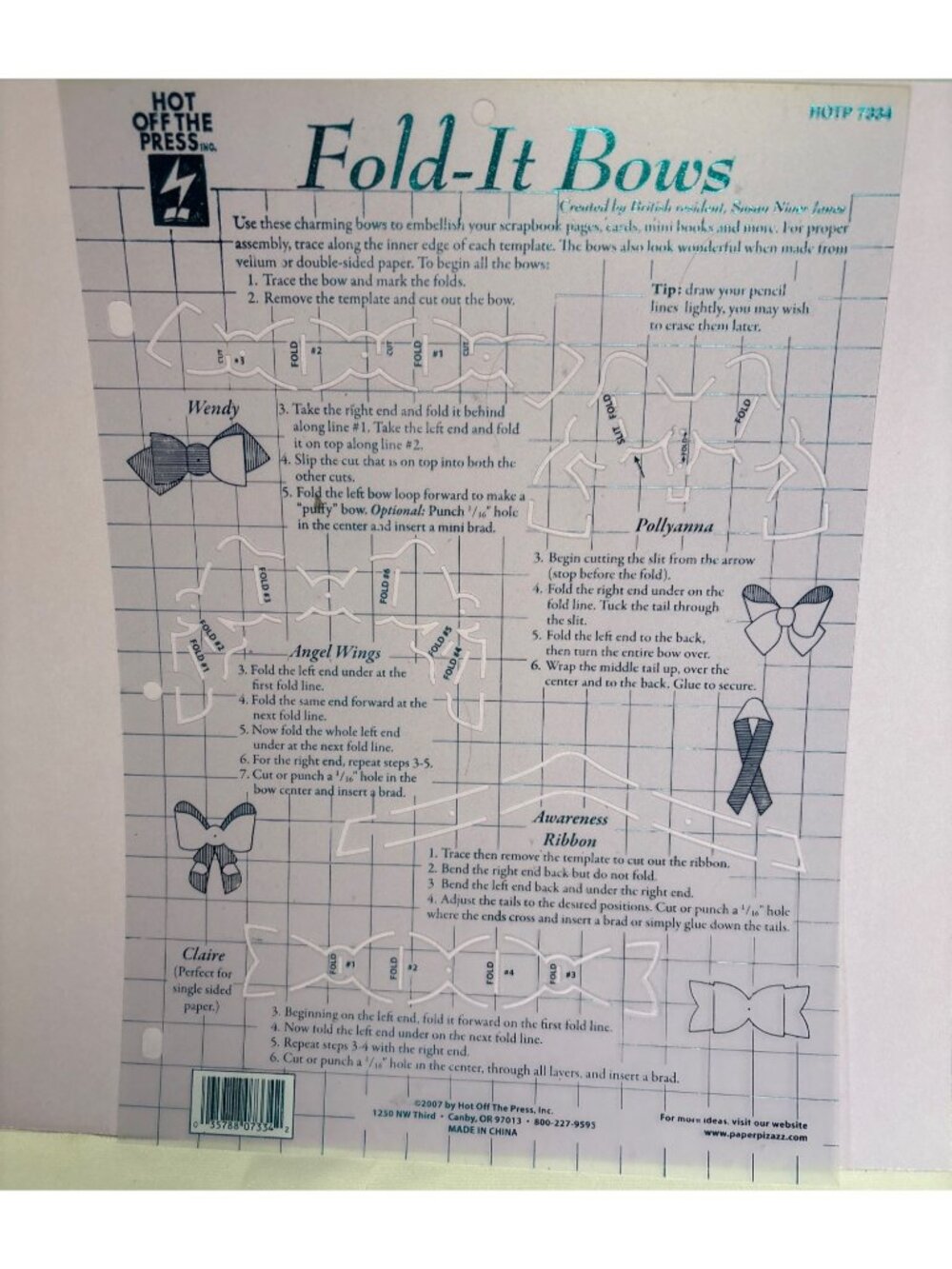 Fold-It Bows Template Hot Off the Press DIY Crafting & Scrapbooking